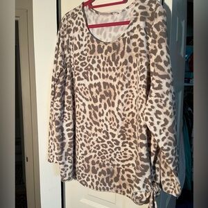 Belle Kim Gravel Soft Animal Print Sweatshirt Tie Detail